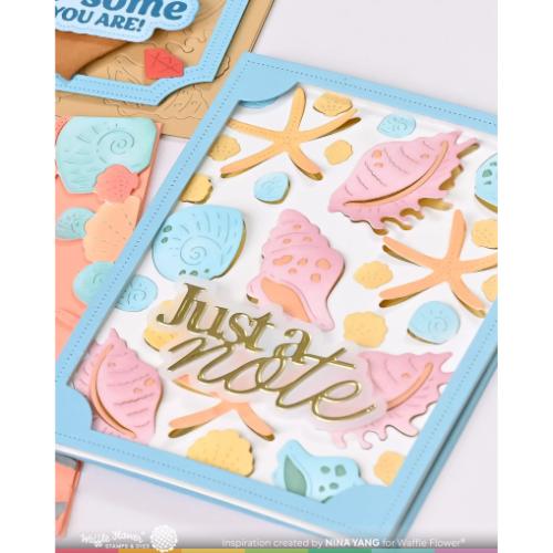 Waffle Flower Crafts Seashell Coloring Stencil