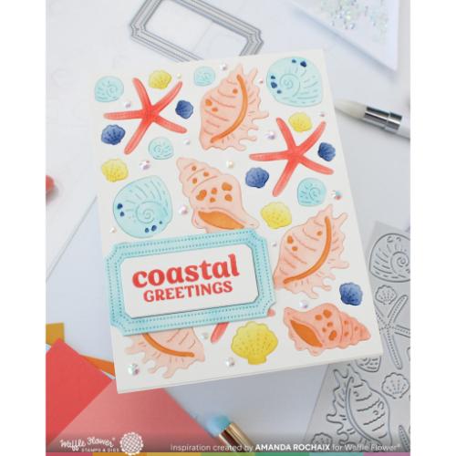 Waffle Flower Crafts Seashell Coloring Stencil