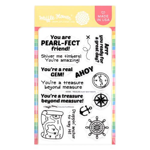 Waffle Flower Crafts Treasure Hunt Sentiments Stamp Set