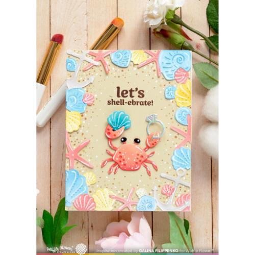 Waffle Flower Crafts Seashell Frame Coloring Stencil