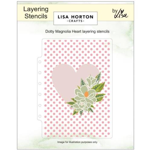 Lisa Horton Crafts Layering Stencils 5"X7" Dotty Magnolia Heart