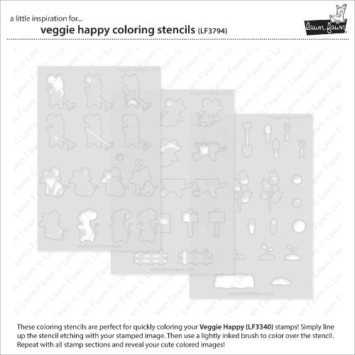 Lawn fawn LF3794 - Lawn Clippings - Veggie Happy Coloring Stencils