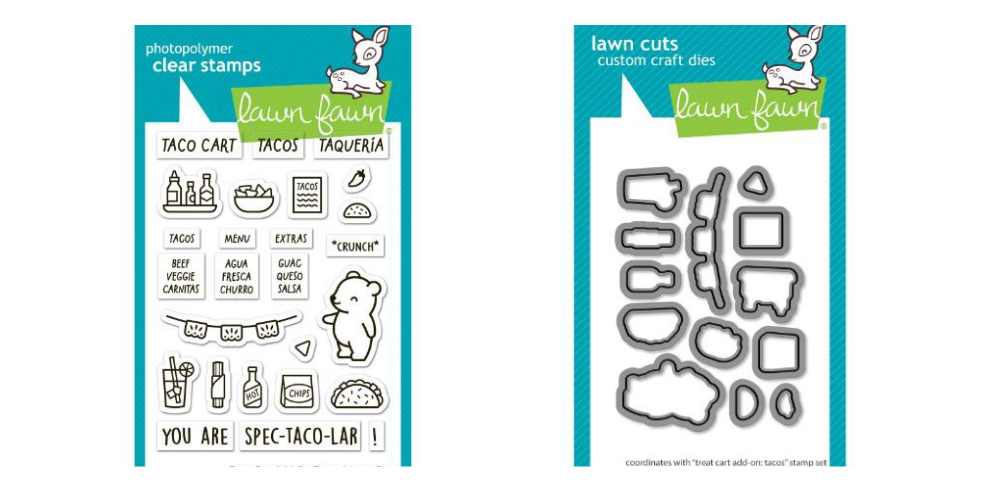 Lawn Fawn LF3777/LF3778 - Stamps/Die Bundle - Treat Cart Add-On: Tacos
