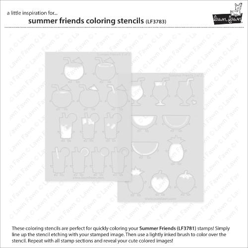 Lawn fawn LF3783 - Lawn Clippings - Summer Friends Coloring Stencils