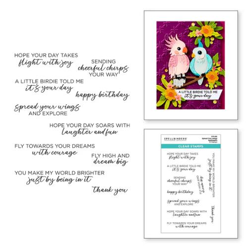 Spellbinders Spread Your Wings Sentiments Clear Stamp Set from the Cheerful Chirps Collection