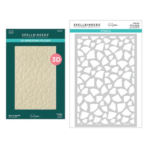 Spellbinders Born to Sparkle 3D Embossing Folder and Stencil Bundle from the Bougie Birthday Collection by Nina Boettcher