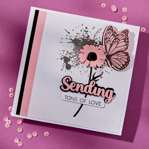 Spellbinders Sending Smiles Sentiments Clear Stamp & Die Set from the Wildflowers Collection by Lisa Horton