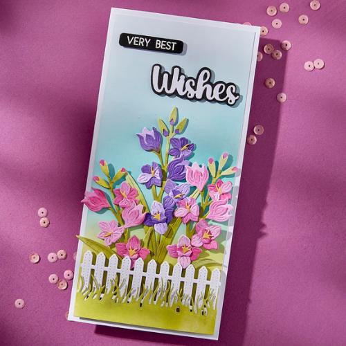 Spellbinders Very Best Wishes Sentiments Clear Stamp & Die Set from the Wildflowers Collection by Lisa Horton