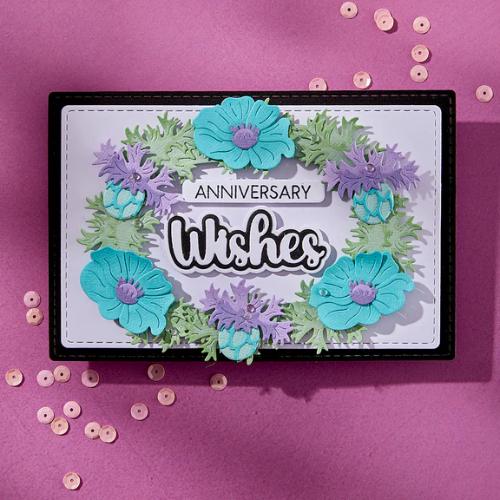 Spellbinders Very Best Wishes Sentiments Clear Stamp & Die Set from the Wildflowers Collection by Lisa Horton