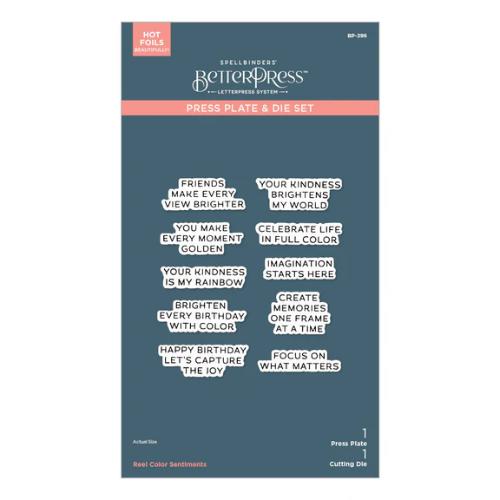 Spellbinders Reel Color Sentiments BetterPress Plate & Die Set from the Take Note Collection