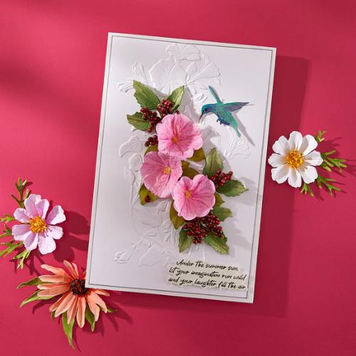 Spellbinders Petunia and Hummingbird Etched Dies from the Summer Solstice Garden Collection by Susan Tierney-Cockburn