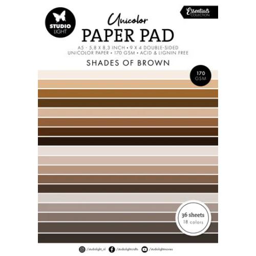 Studio Light Shades Of Brown Essentials A5 Unicolor Paper Pad (SL-ES-UPP158)