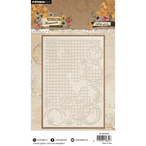 Studio Light  Sweet Bee Memories Embossing Folder Coffee Grid