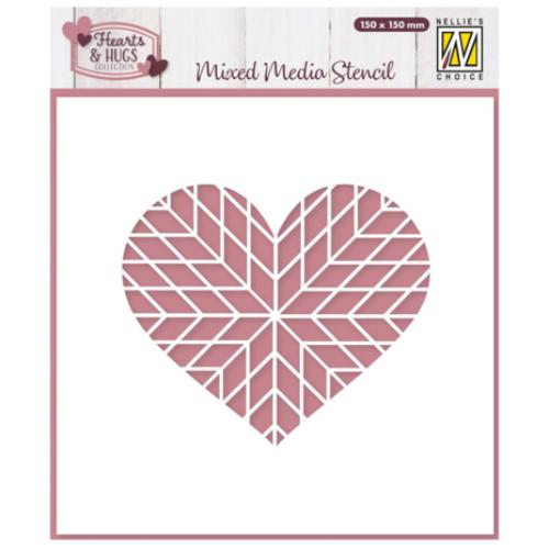 Nellie Snellen Mixed Media Stencil Geo Heart (MMS4K-079)