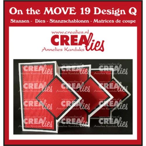 Crealies On The Move Dies No. 19 Design Q Triple Fun Fold Card with Diagonal Squares (CLMOVE19)