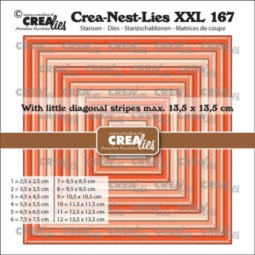 Crealies Crea-Nest-Lies XXL Dies No. 167 Squares with Little Diagonal Stripes (CLNestXXL167)