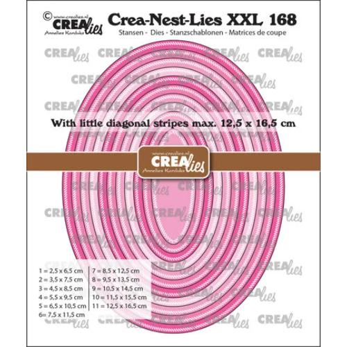 Crealies Crea-Nest-Lies XXL Dies No. 168 Ovals with Little Diagonal Stripes (CLNestXXL168)