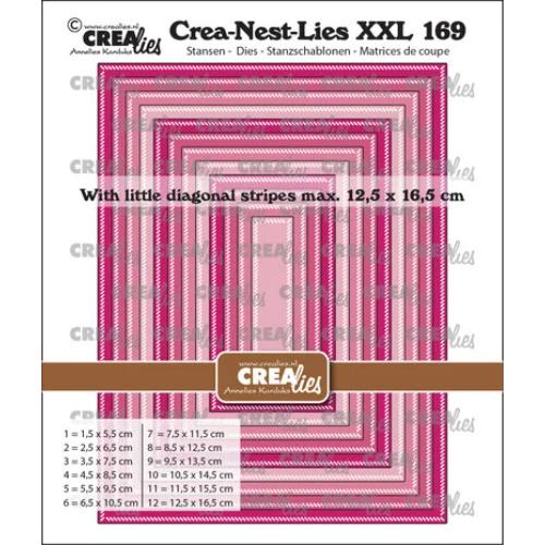Crealies Crea-Nest-Lies XXL Dies No. 169 Rectangles with Little Diagonal Stripes (CLNestXXL169)