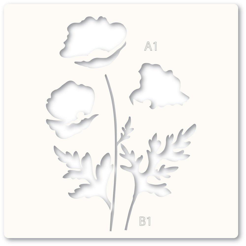 Memory box 88621 – Playful Poppies Stencil Set