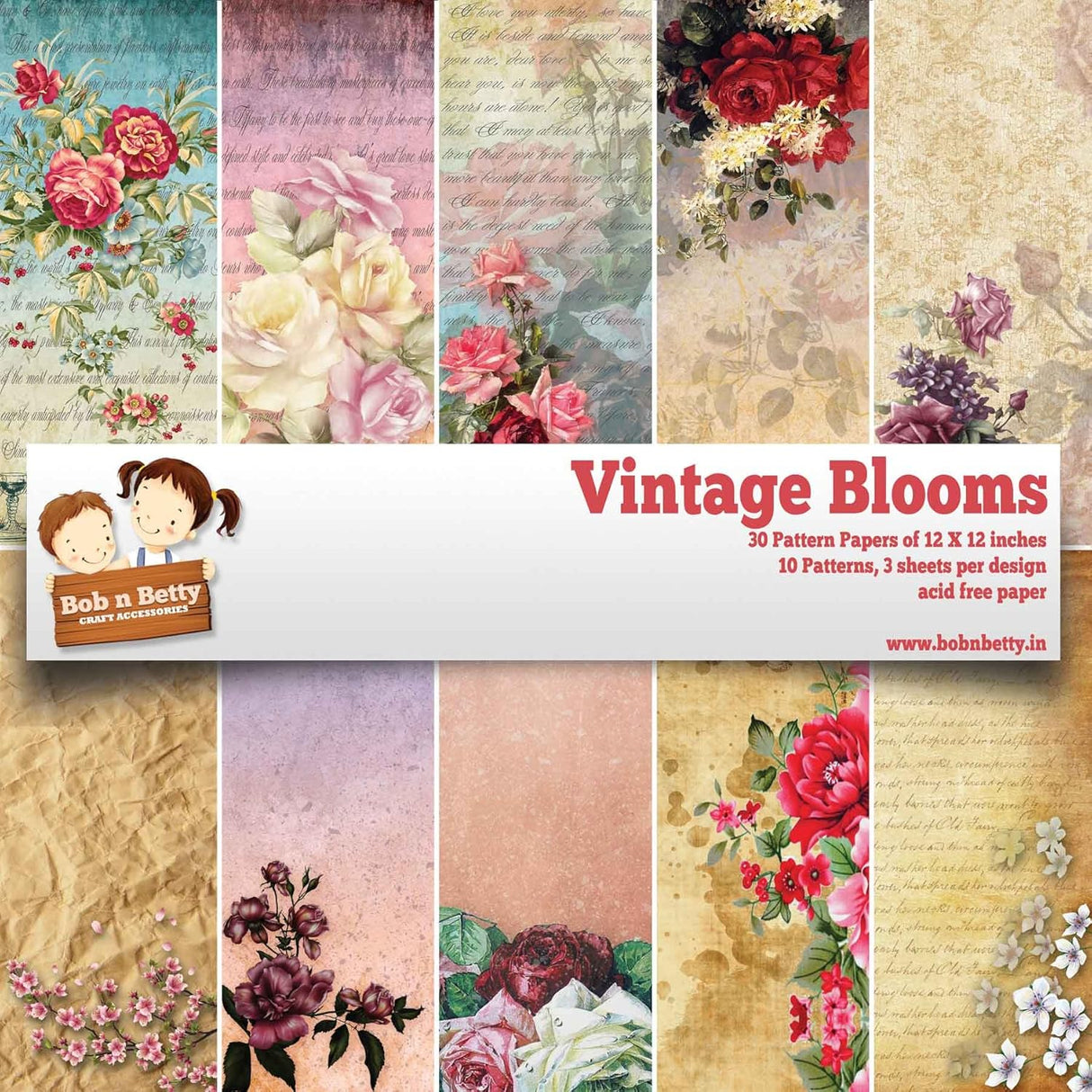Bob N Betty Vintage Blooms 12'x12' Paper Pad