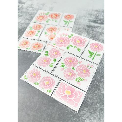 The Ton Stamps Postage: Simple Peonies Layering Stencils