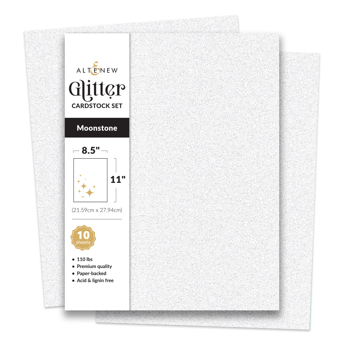 Altenew Glitter Cardstock Set - Moonstone (8.5x11, 10 sheets)