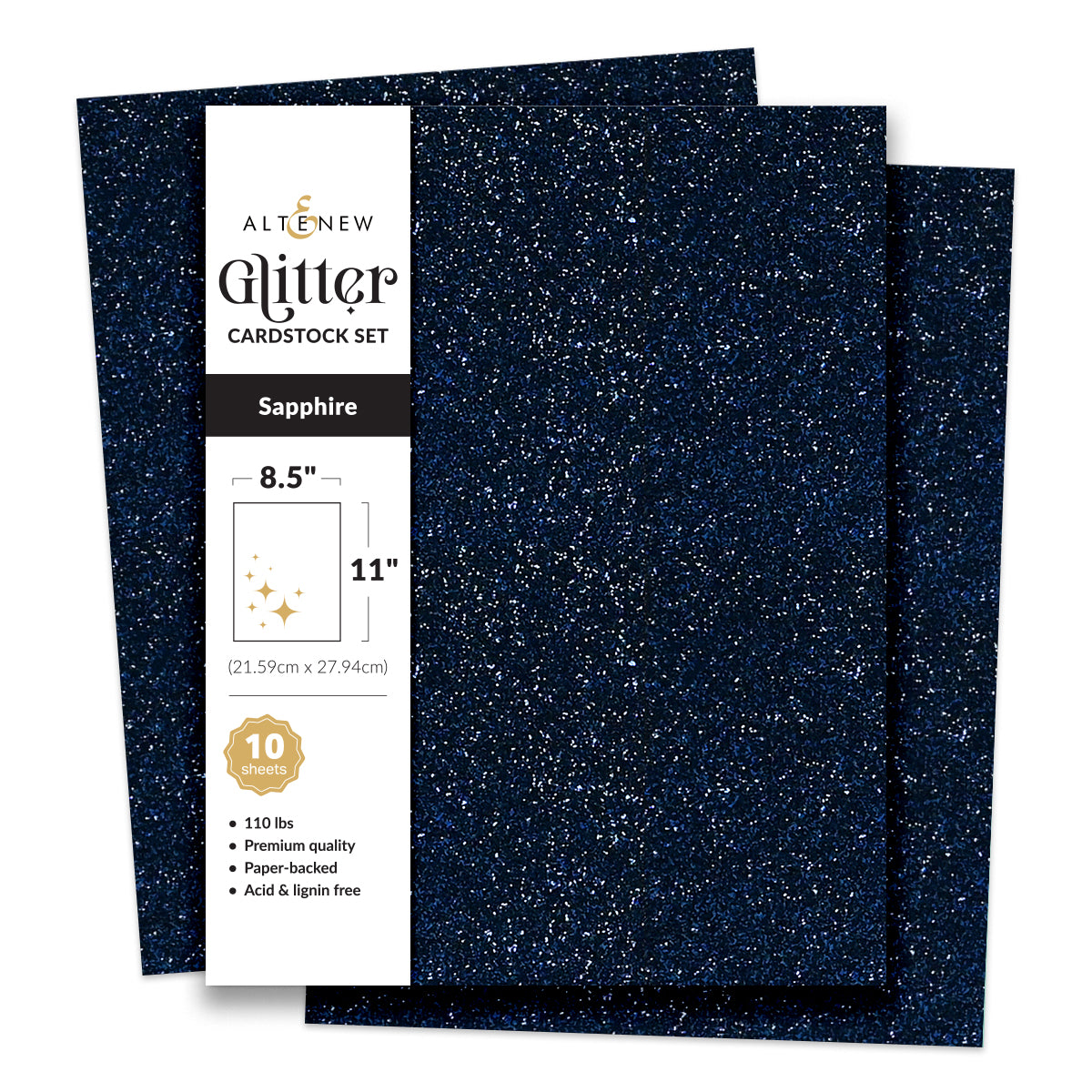 Altenew Glitter Cardstock Set - Sapphire (8.5x11, 10 sheets)
