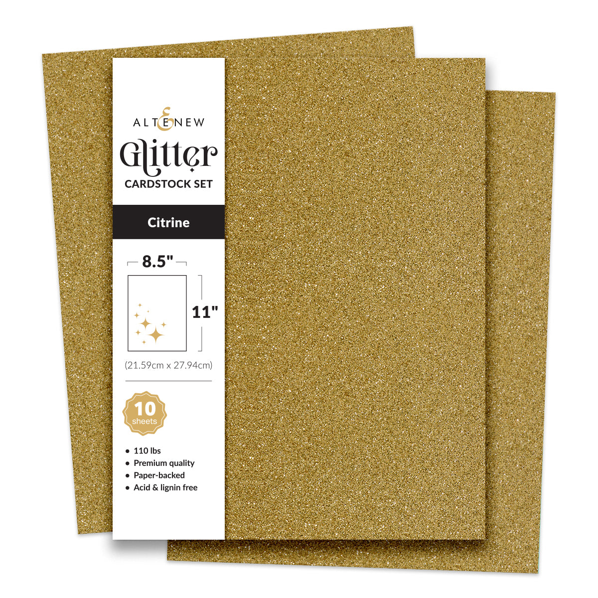 Altenew Glitter Cardstock Set - Citrine (8.5x11, 10 sheets)