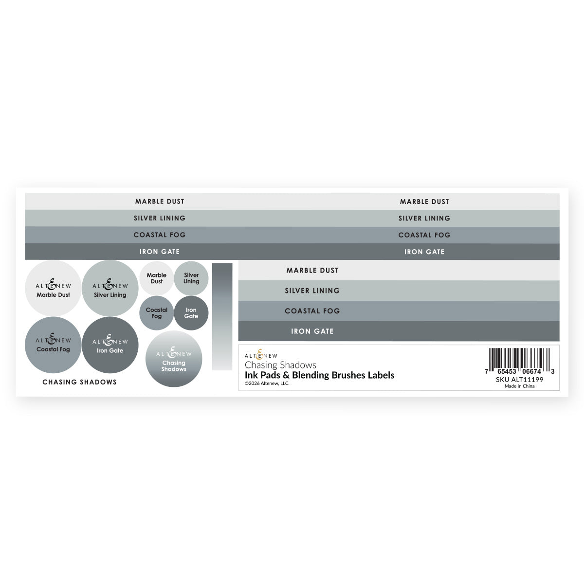 Altenew Ink Pads & Blending Brushes Label Set – Chasing Shadows