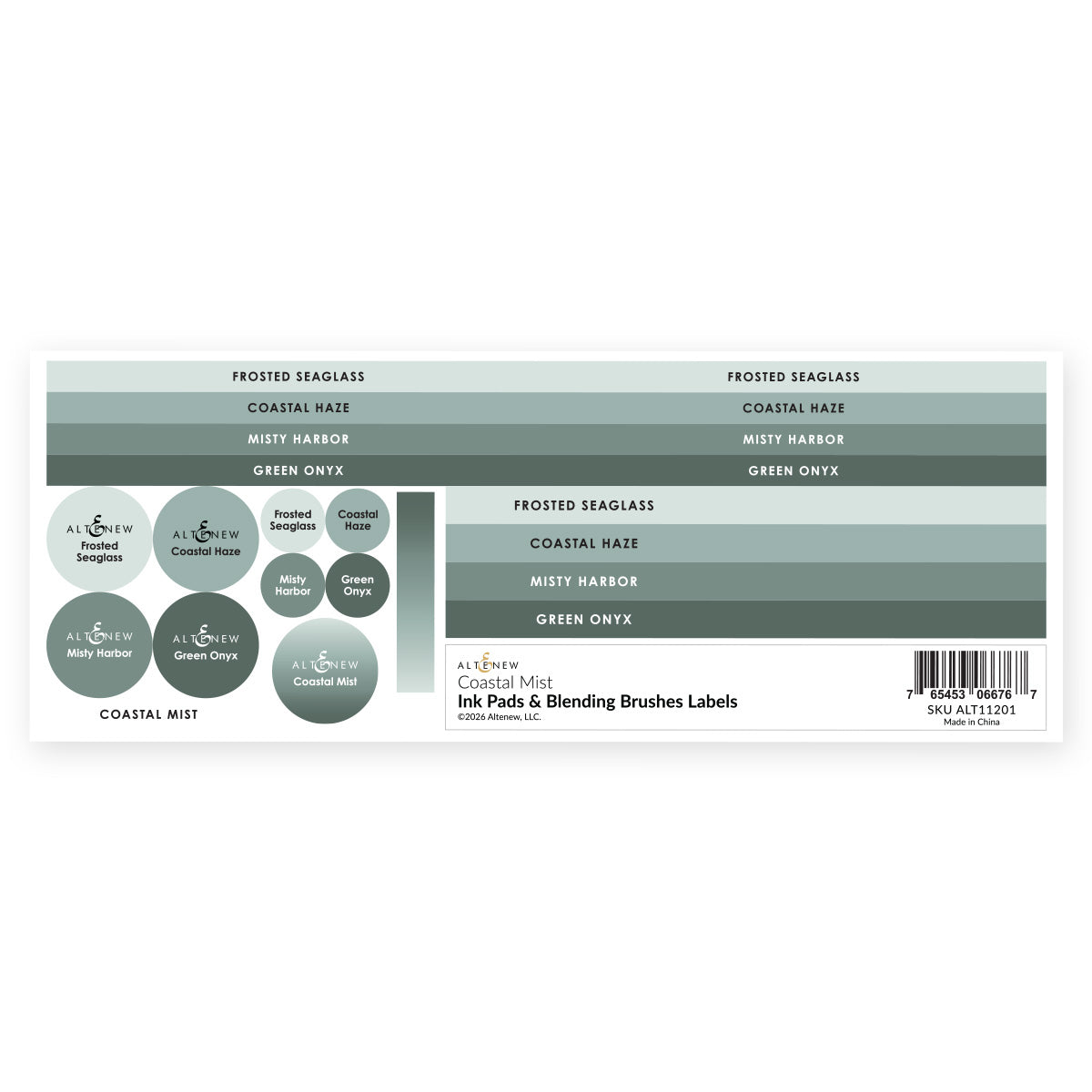 Altenew Ink Pads & Blending Brushes Label Set – Coastal Mist