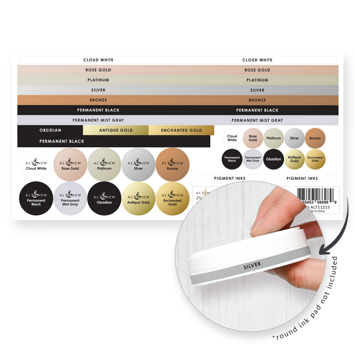Altenew Ink Pads & Blending Brushes Label Set - Pigment Inks