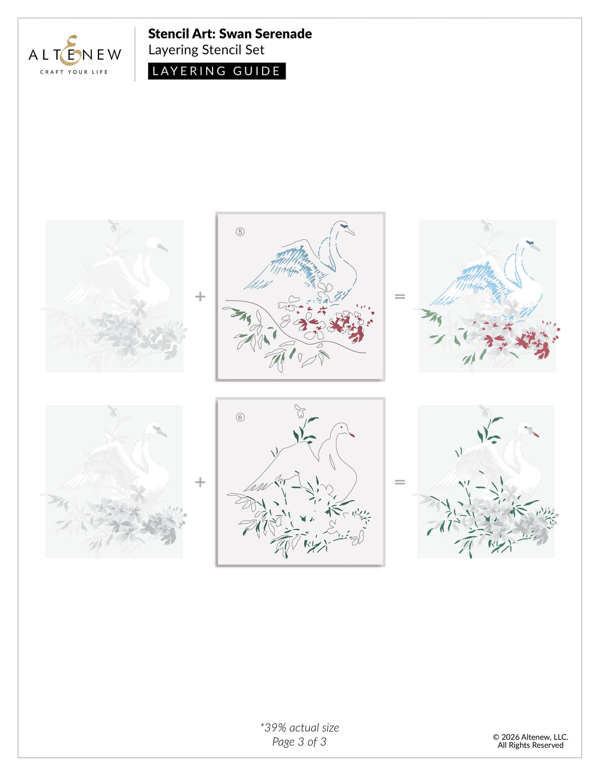 Altenew Stencil Art: Swan Serenade Layering Stencil Set (6 in 1)