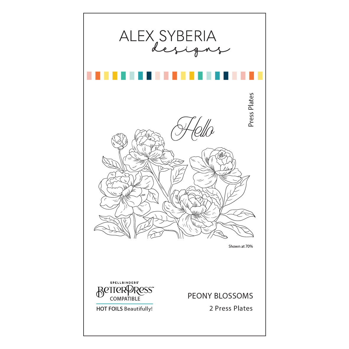 Alex Syberia Designs ASD-PP-9 Peony Blossoms Press Plate Set