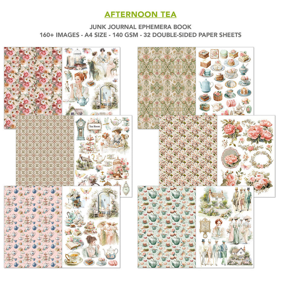 Ciao Bella Afternoon Tea A4 Junk Journal Ephemera Book (32pcs) (CBB020) * damaged corner