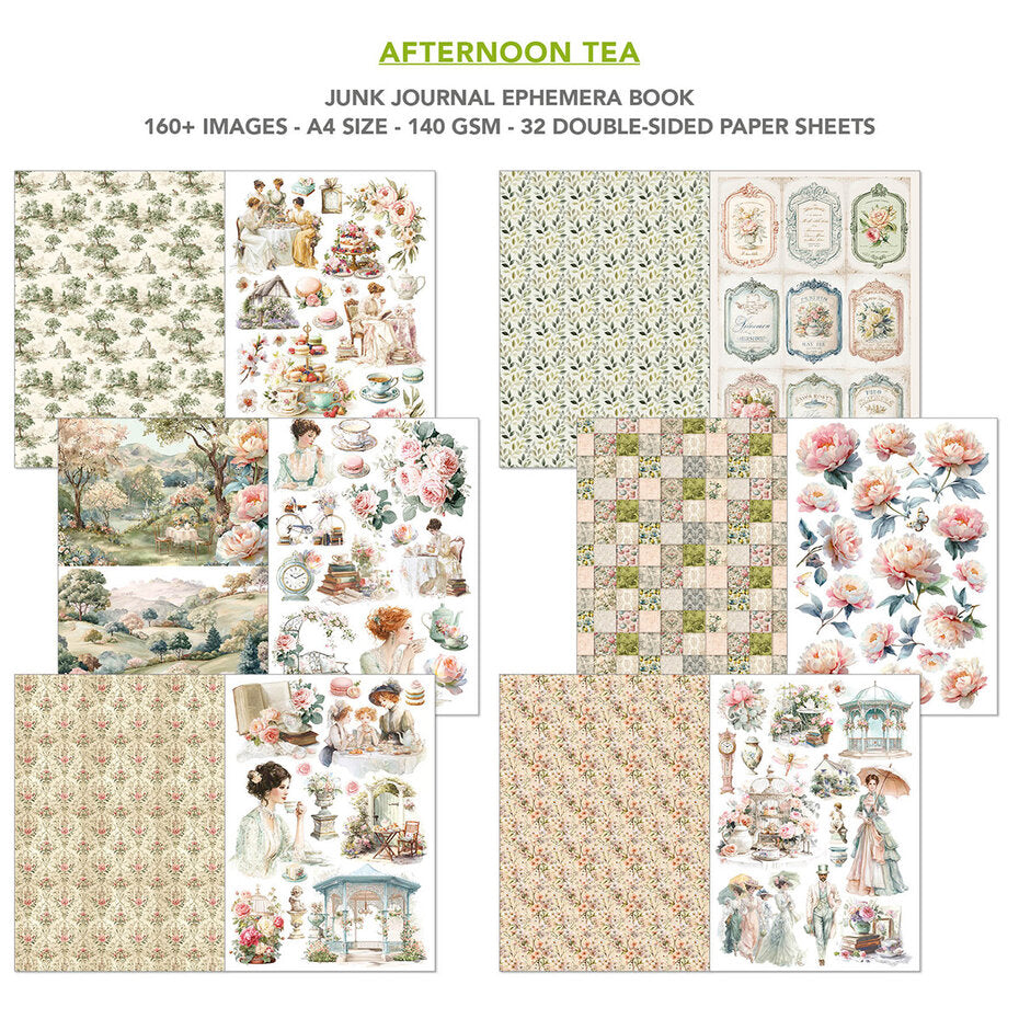 Ciao Bella Afternoon Tea A4 Junk Journal Ephemera Book (32pcs) (CBB020) * damaged corner