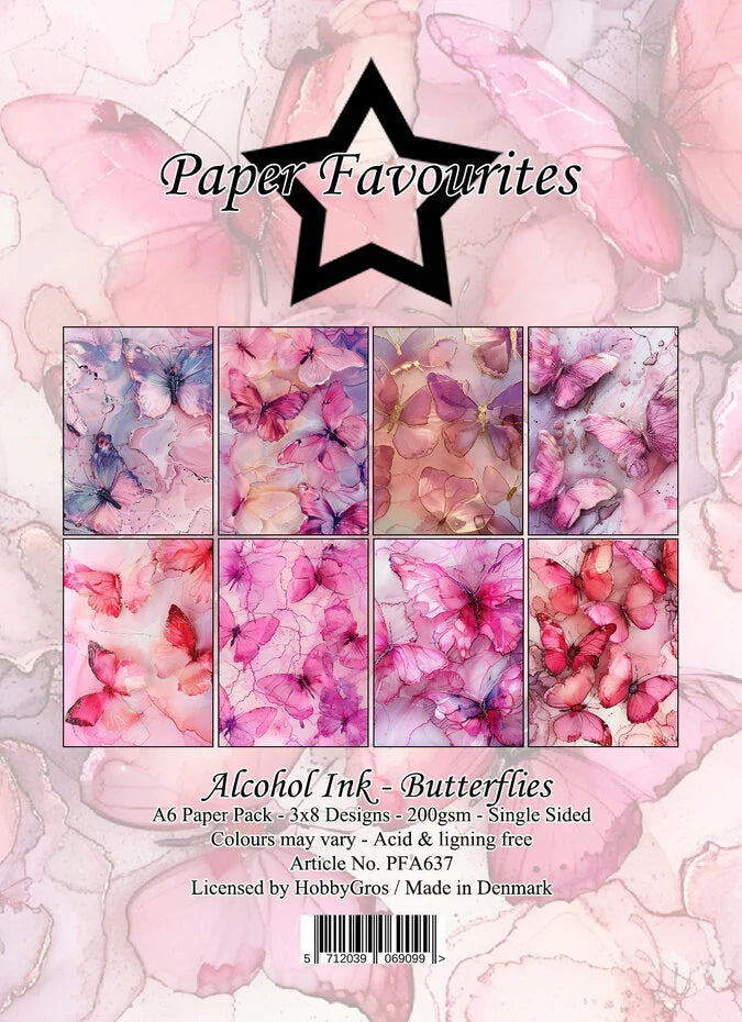 Paper Favourites Alcohol Ink Butterflies A6 Paper Pack - PFA637
