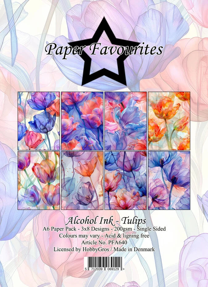 Paper Favourites Alcohol Ink Tulips A6 Paper Pack - PFA640