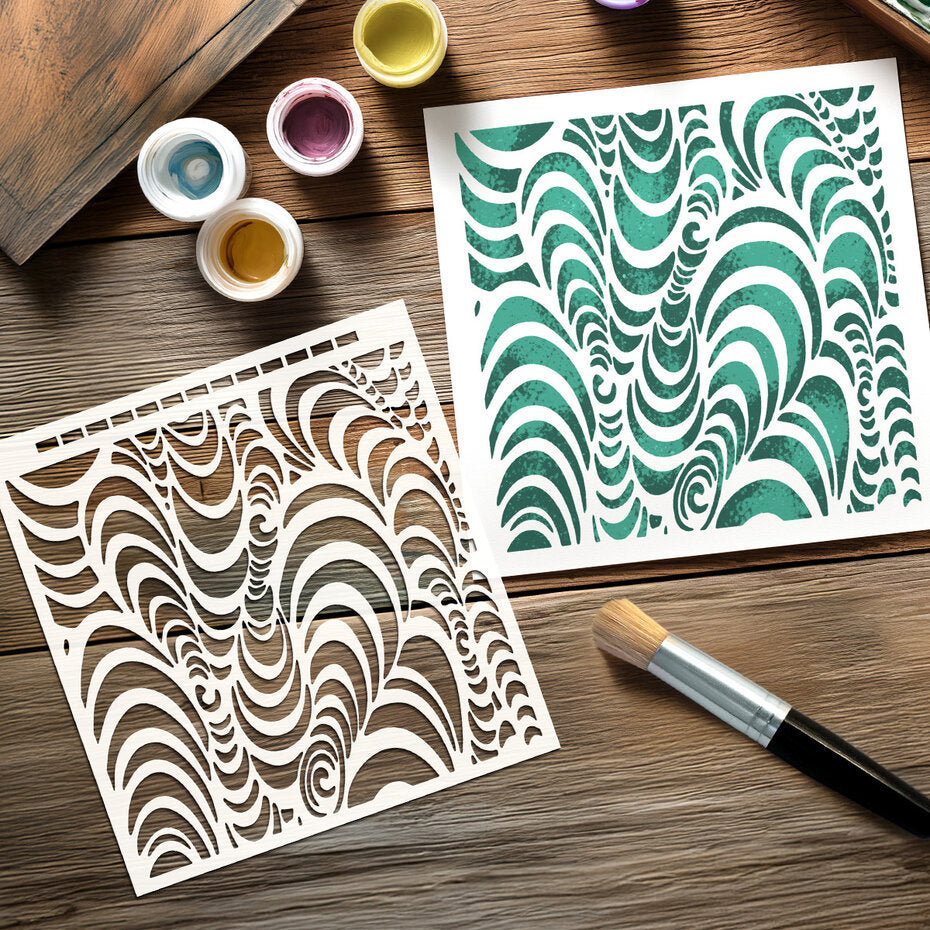 Katy Sue Designs Andy Skinner 8x8 Inch Mixed Media Stencil Trance (08-0005-AS)