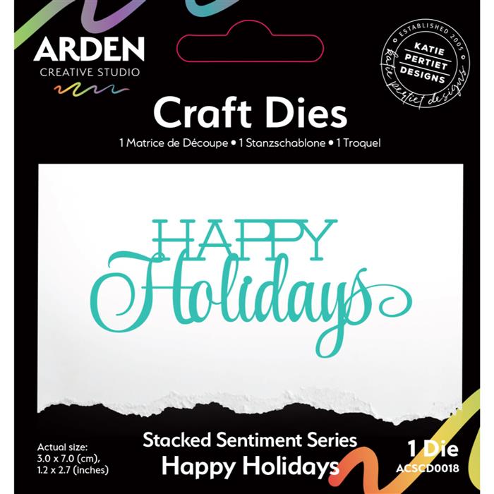 Arden Creative Studio Sentiment Series Stacked Happy Holidays Craft Die