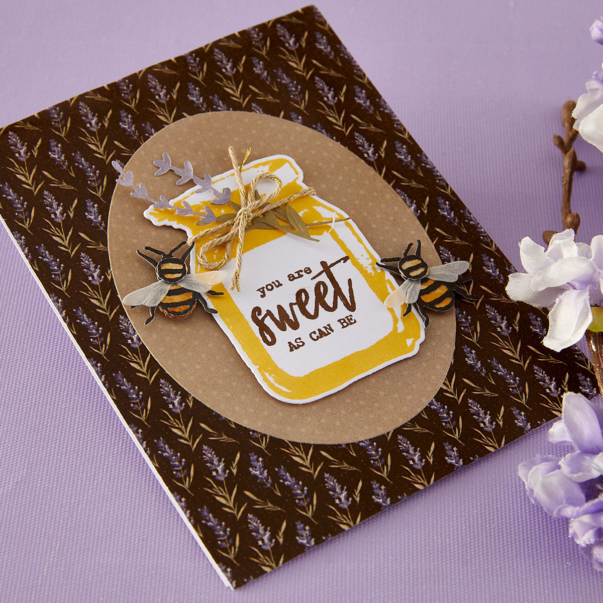 Spellbinders Simple Vintage Lavender Fields Stamp & Die Bundle with Simple Stories