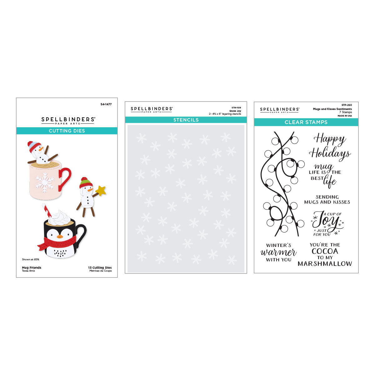 Spellbinders Merry Mugs and Kisses Die, Stamp & Stencil Bundle - BD-1070