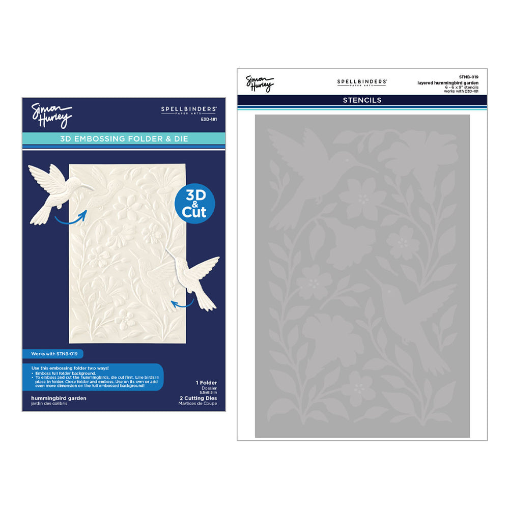 Spellbinders Hummingbird Garden 3D Folder and Stencil Bundle by Simon Hurley - BD-1104
