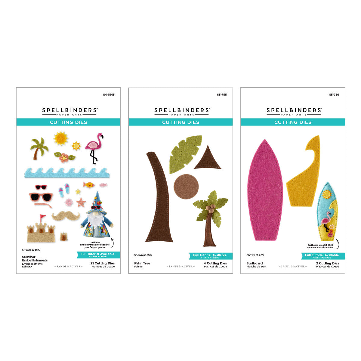 Spellbinders 3D Felt Décor Summer I Want It All! Bundle by Sandi MacIver