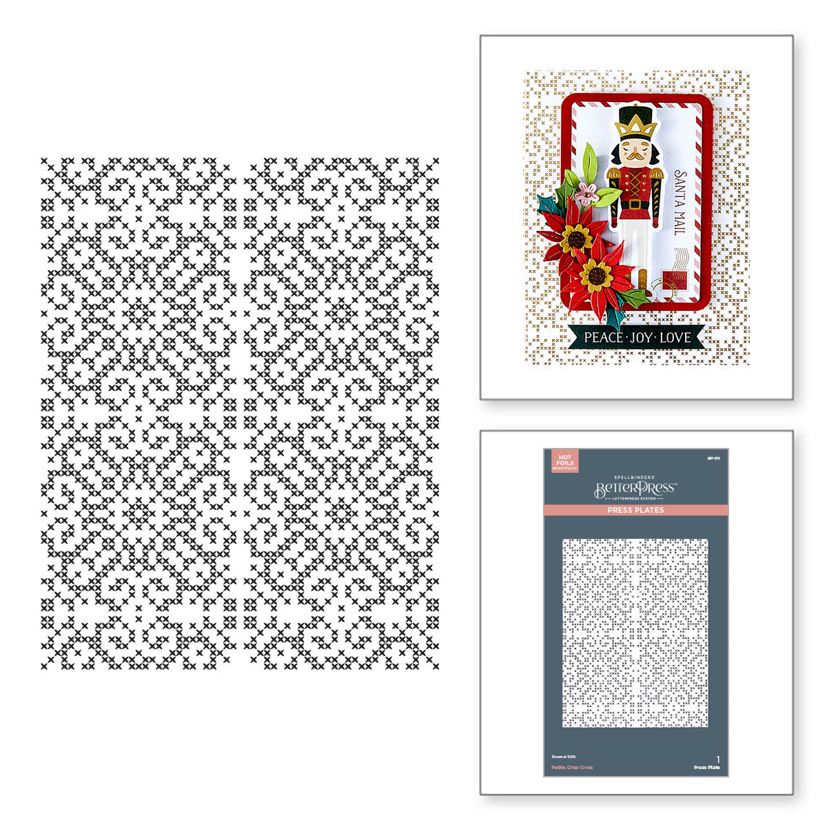 Spellbinders Petite Criss Cross Press Plate from the Merry Moments Collection