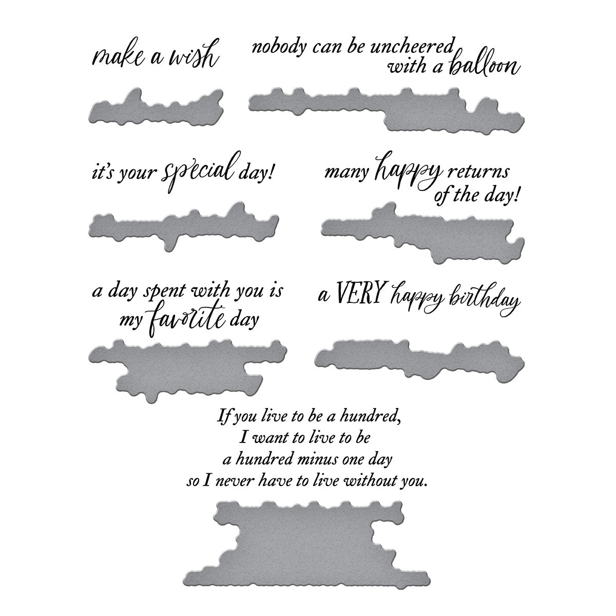 Spellbinders A Very Happy Birthday Sentiments Press Plate & Die Set from the Say Cheese Classic Pooh Birthday Collection