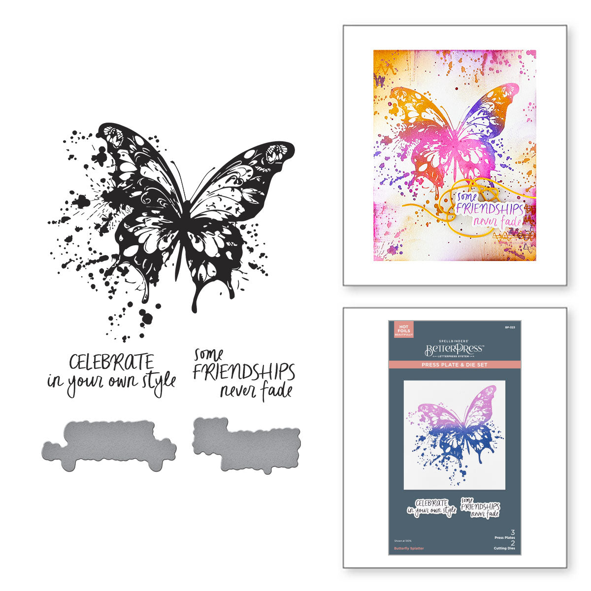 Spellbinders Butterfly Splatter BetterPress Plate & Die Set from the Beautifully Imperfect Collection