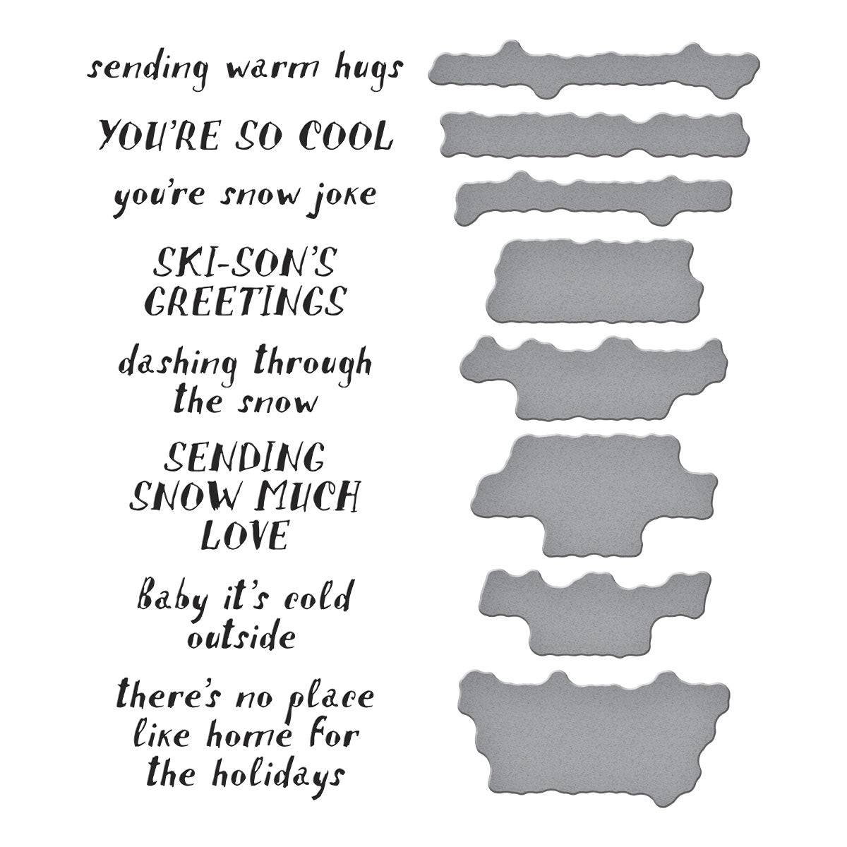 Spellbinders Ski-son's Greetings Sentiments BetterPress Plate & Die Set from the Ski-son's Greetings Collection by Simon Hurley