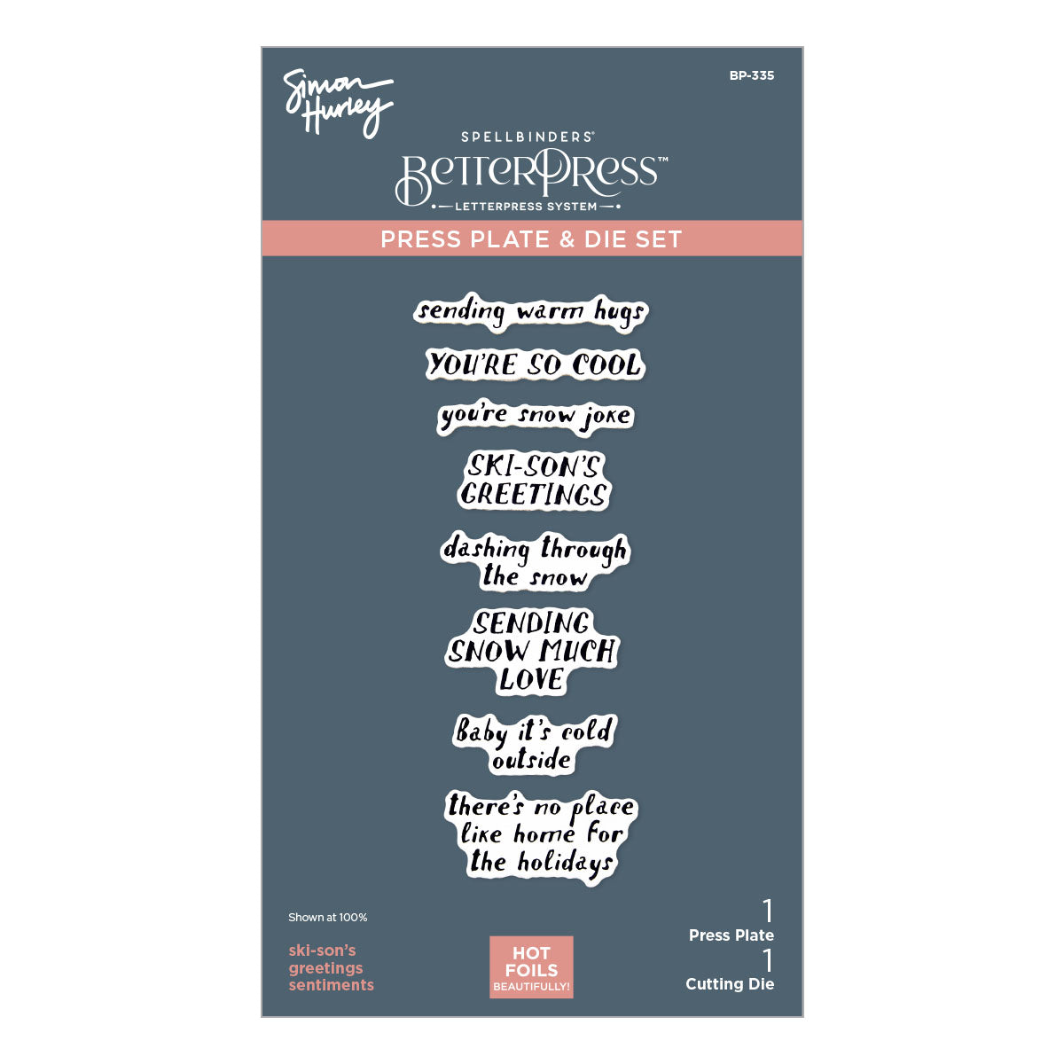 Spellbinders Ski-son's Greetings Sentiments BetterPress Plate & Die Set from the Ski-son's Greetings Collection by Simon Hurley