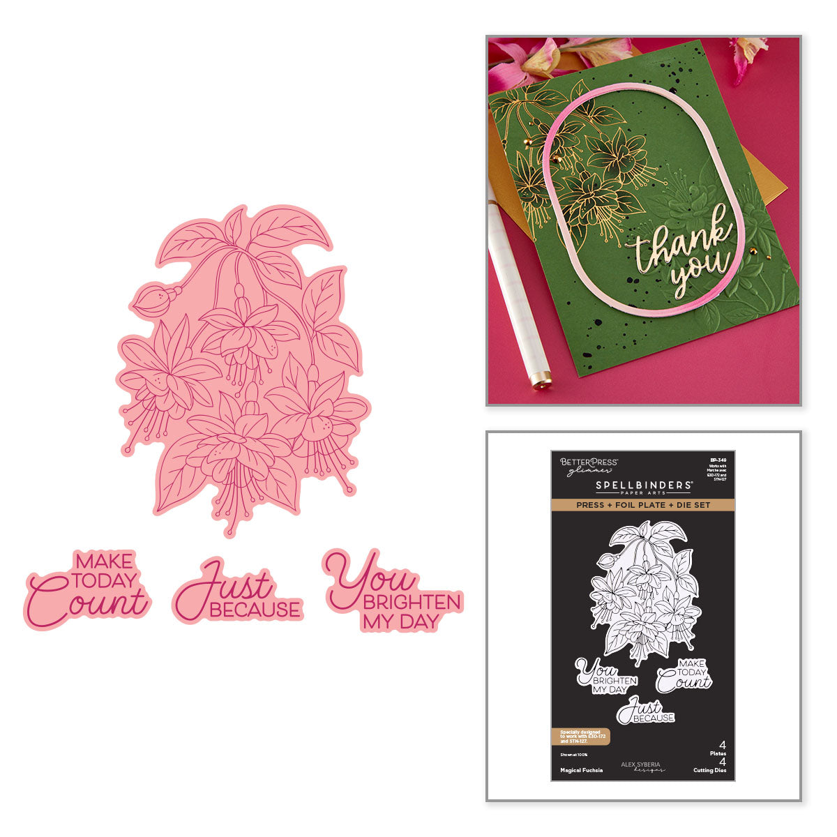 Spellbinders Magical Fuchsia Press + Foil Plate & Die Set