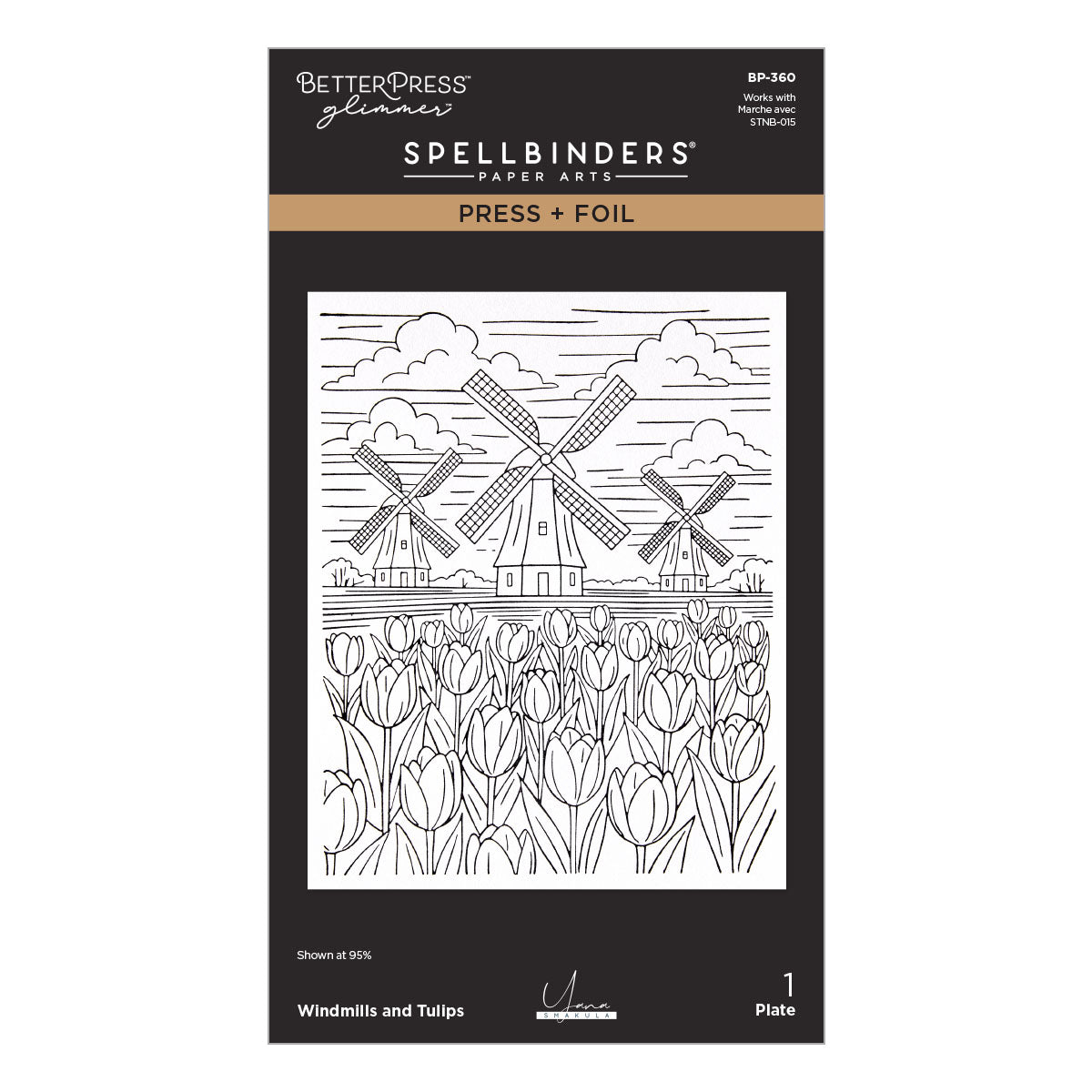 Spellbinders Windmills and Tulips Press + Foil Plate and Stencil Bundle by Yana Smakula
